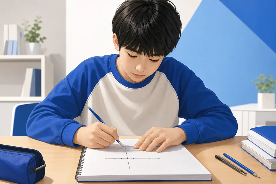 덕치면 중2 수학 공부 장면 — 풀이 과정 기록과 오답 분류