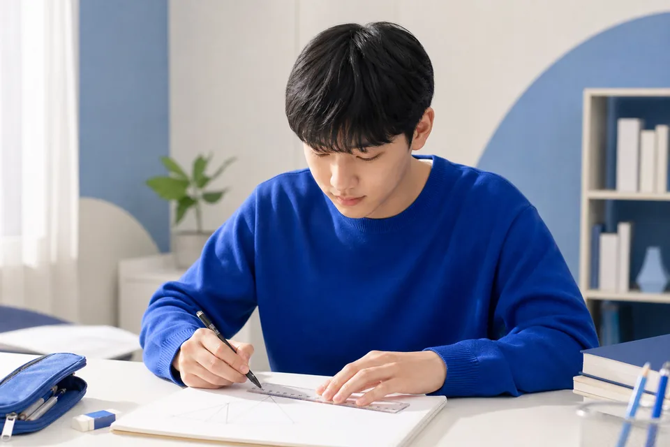 덕치면 중3 수학 공부 장면 — 풀이 과정 기록과 오답 분류