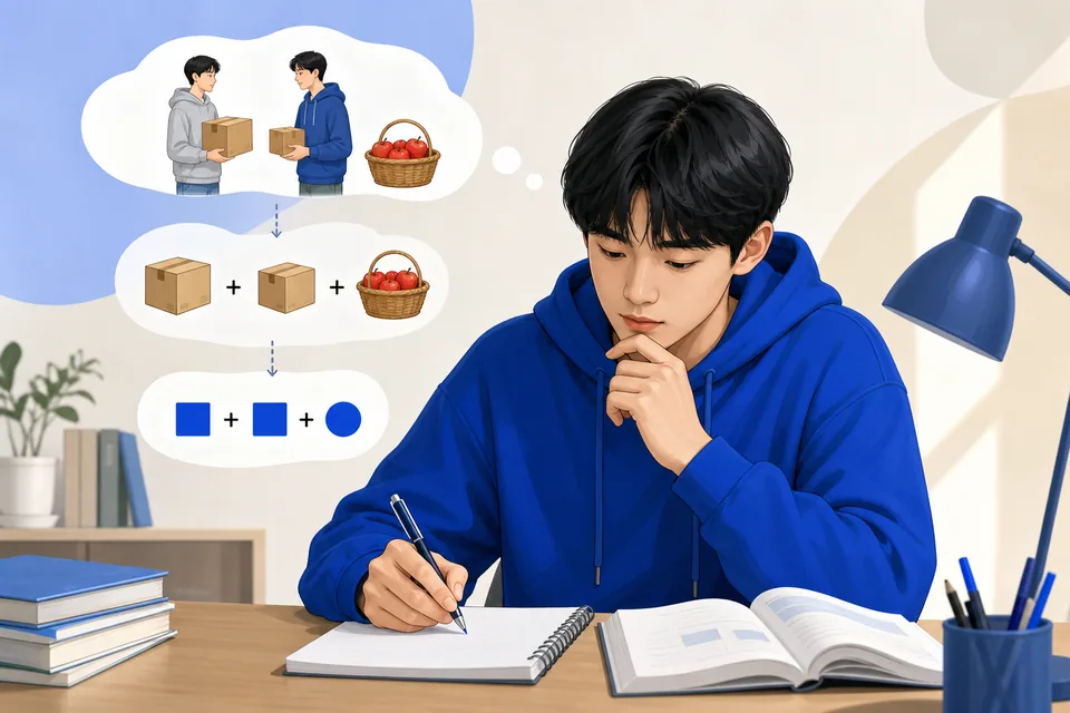고창군 대산면 고2 수학 공부 장면 — 풀이 과정 기록과 오답 분류